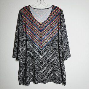 Catherines Colorful‎ Top Plus Size 14W 16W Rhinestones 3/4 Sleeve Pullover